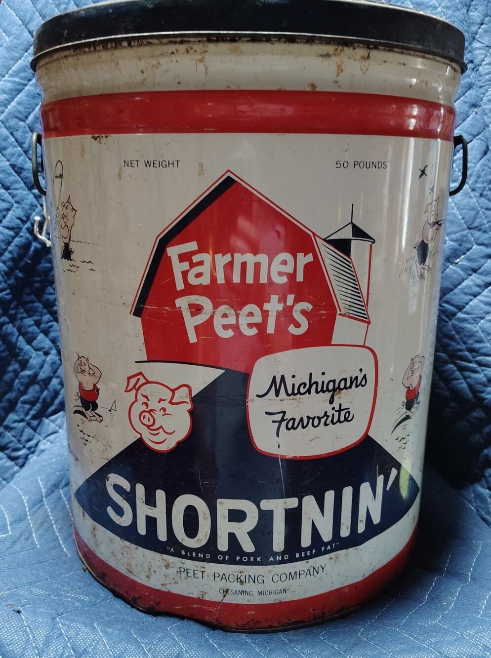 Vintage 50 lb Metal LARD tin